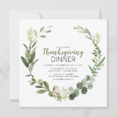Elegant Greenery Thanksgiving Uitnodiging (Voorkant)