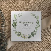 Elegant Greenery Thanksgiving Uitnodiging