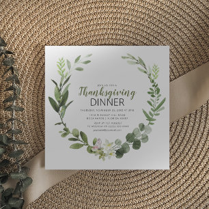 Elegant Greenery Thanksgiving Uitnodiging