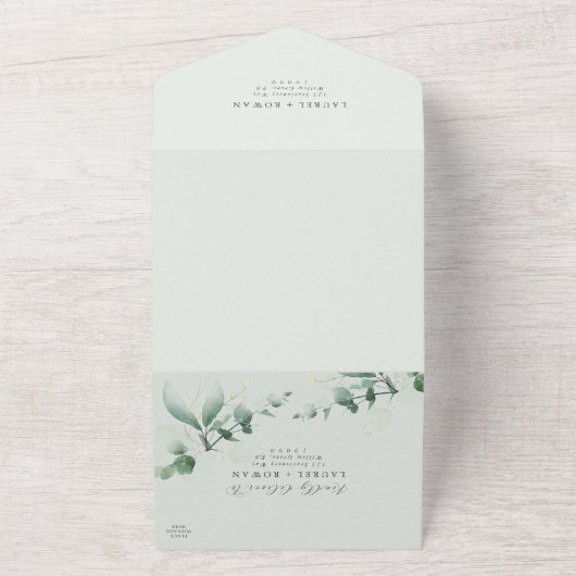 Elegant Greenery trouwde in één uitnodiging (Buitenkant)