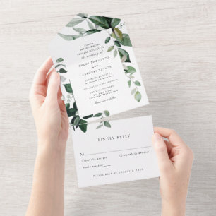 Elegant Greenery trouwt allemaal in één keer All In One Uitnodiging