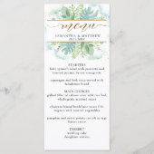 Elegant Greenery, Turquoise Blue Green Waterverf Menu (Voorkant)