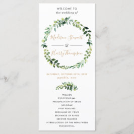 Elegant Greenery Typography Wedding Programme Programmakaart
