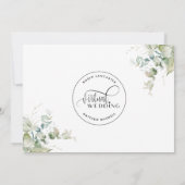 Elegant Greenery, unieke online virtuele bruiloft Save The Date (Achterkant)