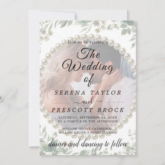 Elegant Greenery Vellum Overlay Wedding Invitation Kaart (Voorkant)