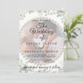 Elegant Greenery Vellum Overlay Wedding Invitation Kaart (Staand voorkant)