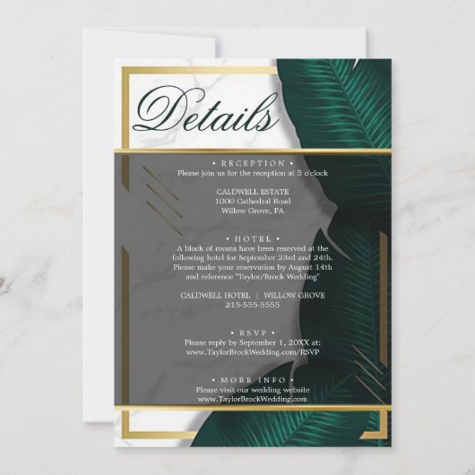 Elegant Greenery Vellum Wedding Invitation Kaart (Achterkant)