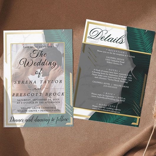 Elegant Greenery Vellum Wedding Invitation Kaart