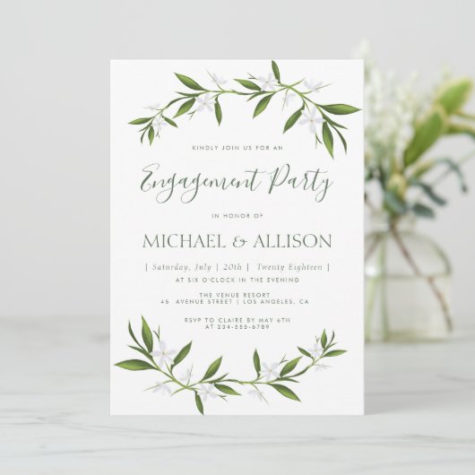 Elegant greenery verloting partijuitnodiging kaart (Staand voorkant)