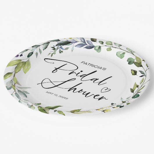 Elegant Greenery Vrijgezellenfeest Papieren Bordje (Gekanteld)