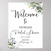 Elegant Greenery Vrijgezellenfeest Welkomstteken Poster (Voorkant)