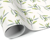 Elegant Greenery Watercolor Leaves et Branches Cadeaupapier (Rol Hoek)