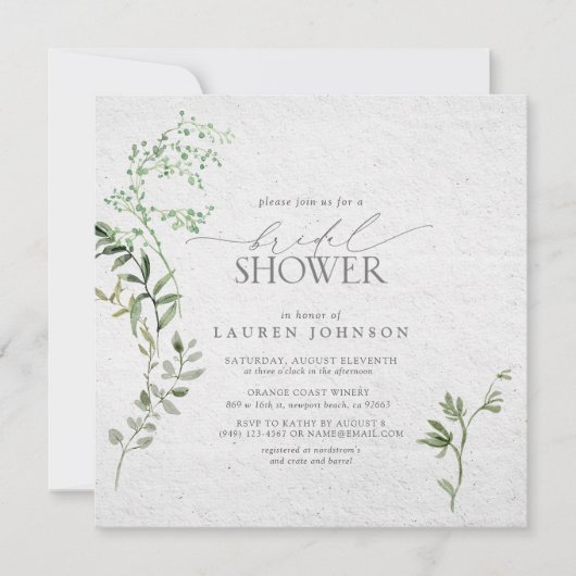 Elegant Greenery Waterverf Floral Vrijgezellenfees Kaart (Voorkant)