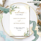 Elegant Greenery Waterverf Folded Wedding Programm