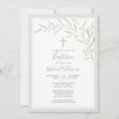 Elegant Greenery Waterverf Gender Neutral Baptisme Kaart (Voorkant)