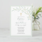 Elegant Greenery Waterverf Gender Neutral Baptisme Kaart (Staand voorkant)