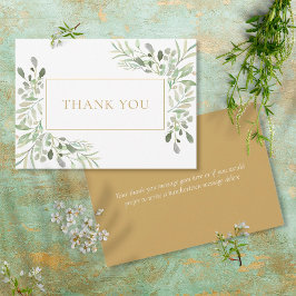 Elegant Greenery Waterverf Gold Hartelijk dank Bedankkaart