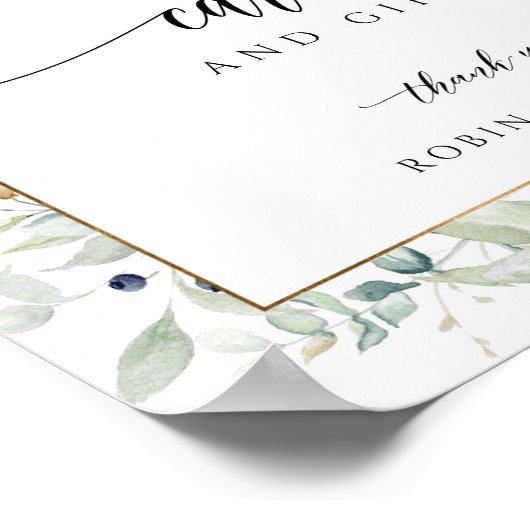 Elegant Greenery Waterverf, Kaarten & cadeaubord Poster (Hoek)