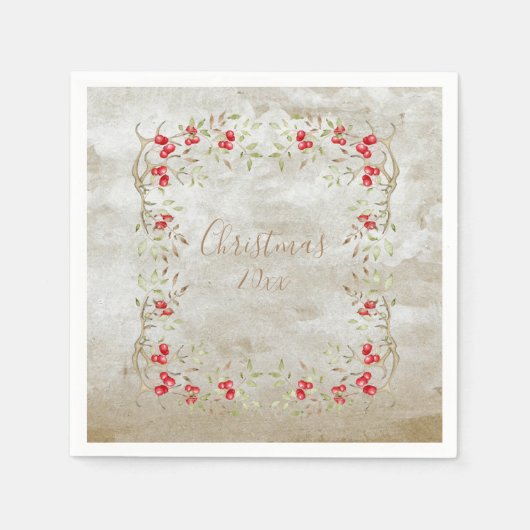 Elegant Greenery Waterverf kerstscript Servet (Voorkant)