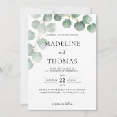 Elegant Greenery Waterverf laat foto's bruiloft I Kaart (Voorkant)