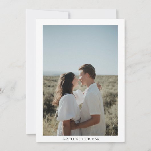 Elegant Greenery Waterverf laat foto's bruiloft I Kaart (Achterkant)