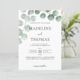 Elegant Greenery Waterverf laat foto's bruiloft I Kaart