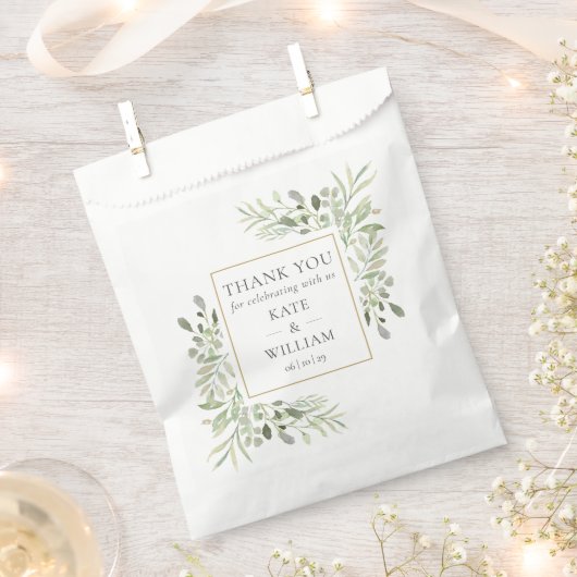 Elegant Greenery Waterverf Wedding Favor Bag Bedankzakje (Geknipt)