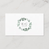 Elegant Greenery Waterverf Wedding Place Card Plaatskaartje (Achterkant)