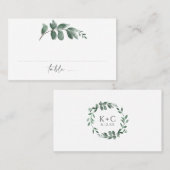 Elegant Greenery Waterverf Wedding Place Card Plaatskaartje (Voorkant / Achterkant)