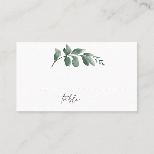 Elegant Greenery Waterverf Wedding Place Card Plaatskaartje (Voorkant)