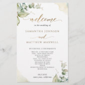 Elegant Greenery Waterverf Wedding Programme (Voorkant)