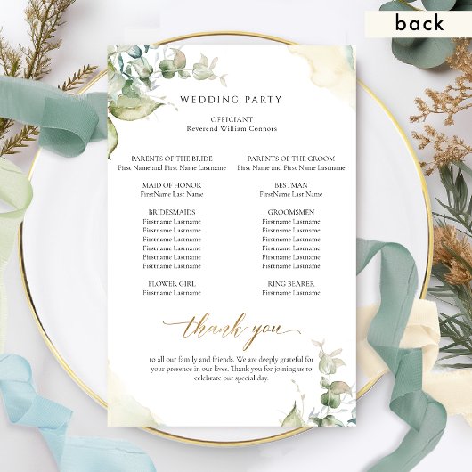 Elegant Greenery Waterverf Wedding Programme