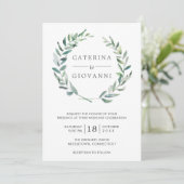 Elegant Greenery Waterverf Wreath Rustic Wedding Kaart (Staand voorkant)