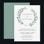 Elegant Greenery Waterverf Wreath Rustic Wedding Kaart<br><div class="desc">Elegant en rustic trouwuitnodiging met je namen in een grove ledemaat geschilderd met waterverf. Deze moderne botanische trouwuitnodigingen zijn perfect voor een zomerbruiloft.</div>