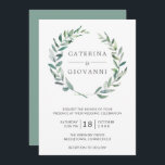 Elegant Greenery Waterverf Wreath Rustic Wedding Kaart<br><div class="desc">Elegant en rustic trouwuitnodiging met je namen in een grove ledemaat geschilderd met waterverf. Deze moderne botanische trouwuitnodigingen zijn perfect voor een zomerbruiloft.</div>
