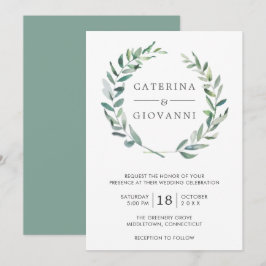 Elegant Greenery Waterverf Wreath Rustic Wedding Kaart