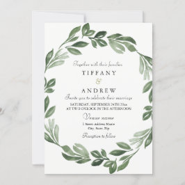 Elegant Greenery Waterverf Wreath Wedding Invite Kaart