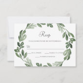 Elegant Greenery Waterverf Wreath Wedding RSVP (Achterkant)