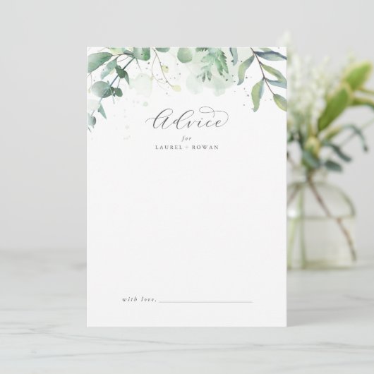 Elegant Greenery Wedding Advice Kaart (Staand voorkant)