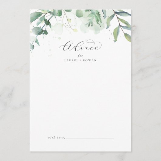 Elegant Greenery Wedding Advice Kaart (Voorkant)