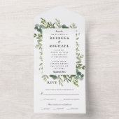 Elegant Greenery Wedding All In One Uitnodiging (Binnen)