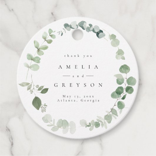 Elegant Greenery Wedding Bedankt Bedankjes Labels (Voorkant)