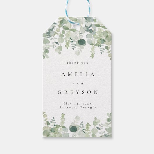 Elegant Greenery Wedding Bedankt Cadeaulabel (Voorkant)