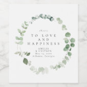 Elegant Greenery Wedding Bedankt Wijn Etiket (Enkel label)