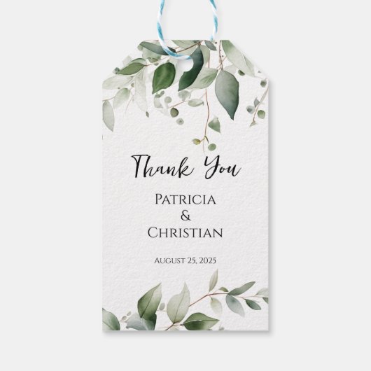 Elegant Greenery Wedding Cadeaulabel (Achterkant)