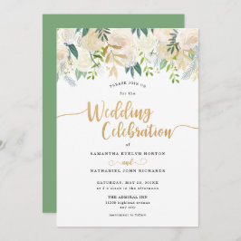 Elegant Greenery Wedding Celebration Kaart