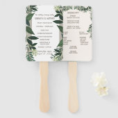 Elegant Greenery Wedding Ceremony Programme Handwaaier (Voorkant en achterkant)