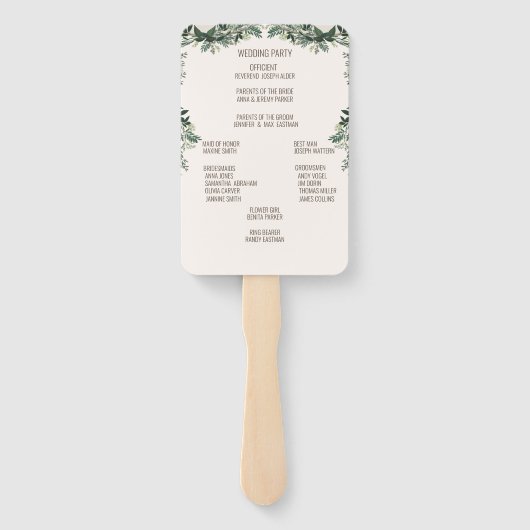 Elegant Greenery Wedding Ceremony Programme Handwaaier (Achterkant)