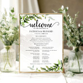 Elegant Greenery Wedding Ceremony Programme Poster