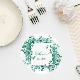 Elegant Greenery Wedding Coaster Ronde Kartonnen Onderzetter